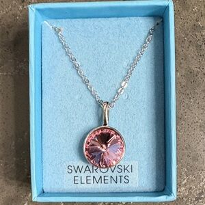 Swarovski Elements Pink Crystal Pendant Necklace